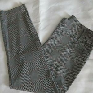 Tweed Print Capri Elastic Waist Pants